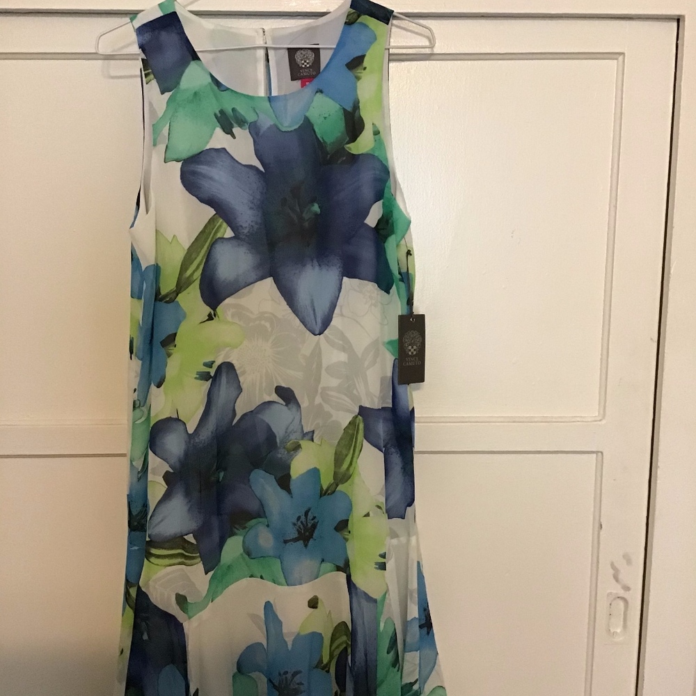 Vince Camuto Sleeveless Floral Print Midi Dress
